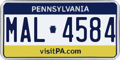 PA license plate MAL4584