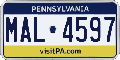 PA license plate MAL4597
