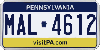 PA license plate MAL4612