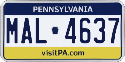 PA license plate MAL4637