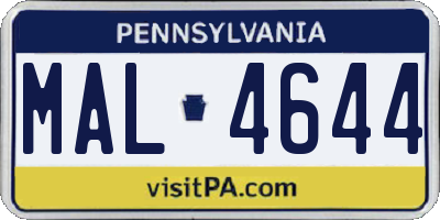 PA license plate MAL4644
