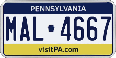 PA license plate MAL4667