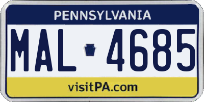 PA license plate MAL4685