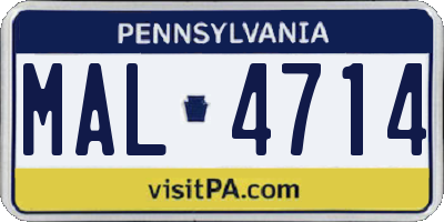 PA license plate MAL4714
