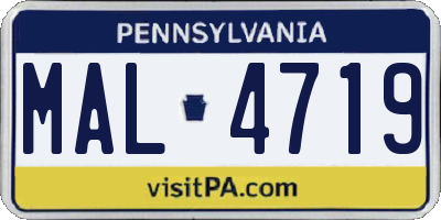 PA license plate MAL4719