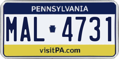 PA license plate MAL4731