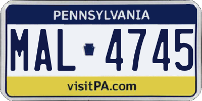PA license plate MAL4745