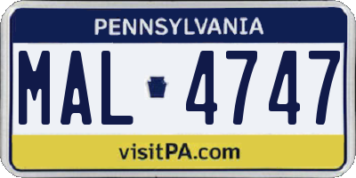 PA license plate MAL4747