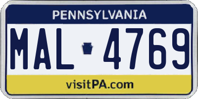 PA license plate MAL4769