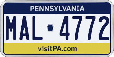 PA license plate MAL4772