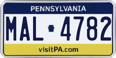 PA license plate MAL4782
