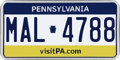 PA license plate MAL4788
