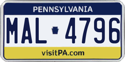 PA license plate MAL4796