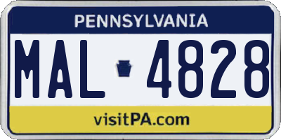 PA license plate MAL4828