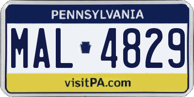 PA license plate MAL4829