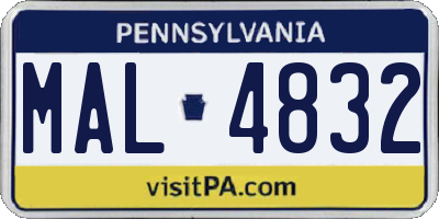 PA license plate MAL4832