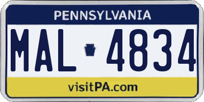 PA license plate MAL4834