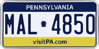 PA license plate MAL4850