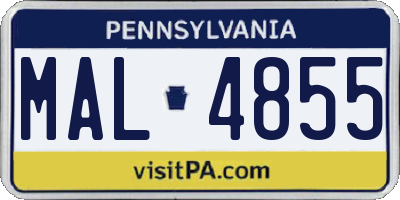 PA license plate MAL4855