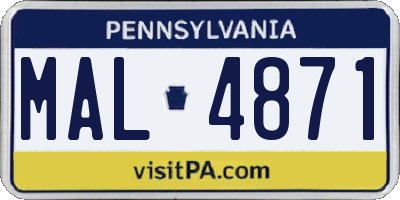 PA license plate MAL4871