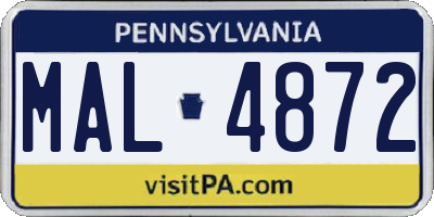 PA license plate MAL4872