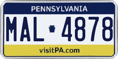 PA license plate MAL4878