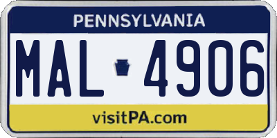 PA license plate MAL4906