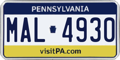 PA license plate MAL4930