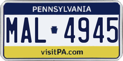 PA license plate MAL4945