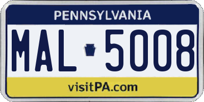 PA license plate MAL5008