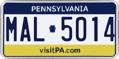 PA license plate MAL5014