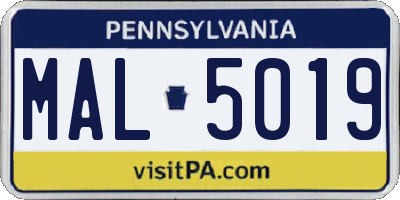PA license plate MAL5019