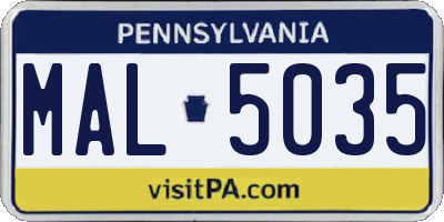 PA license plate MAL5035
