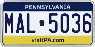 PA license plate MAL5036