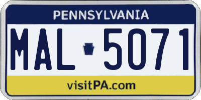 PA license plate MAL5071