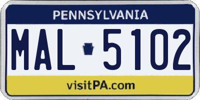 PA license plate MAL5102