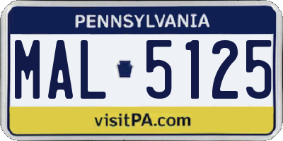 PA license plate MAL5125