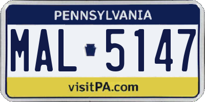 PA license plate MAL5147