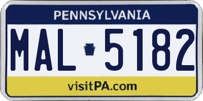 PA license plate MAL5182