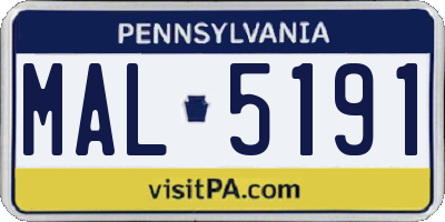 PA license plate MAL5191