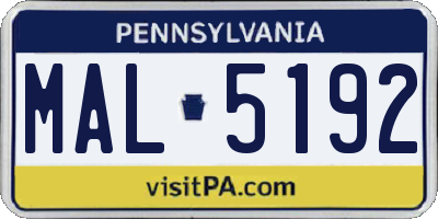 PA license plate MAL5192