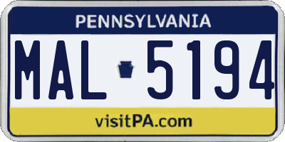 PA license plate MAL5194