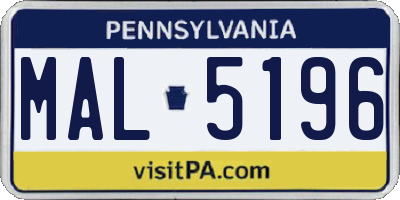 PA license plate MAL5196