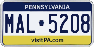 PA license plate MAL5208