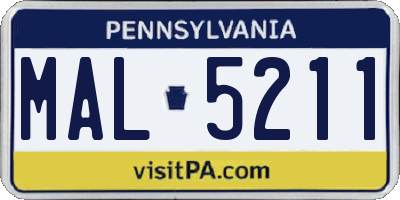PA license plate MAL5211