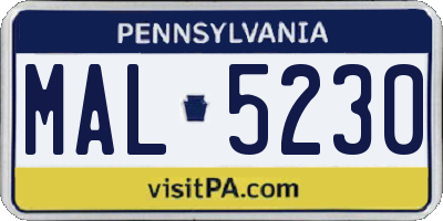 PA license plate MAL5230