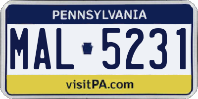 PA license plate MAL5231
