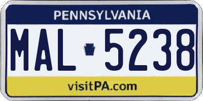 PA license plate MAL5238