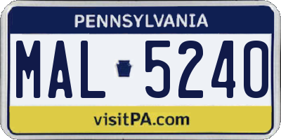 PA license plate MAL5240