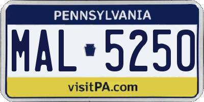 PA license plate MAL5250